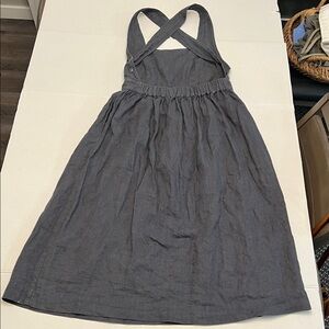 OFFON LINEN APRON PINAFORE CHARCOAL LINEN DRESS SIZE SMALL